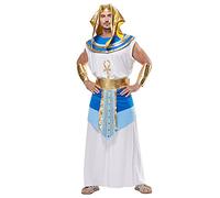 EraSpooky Disfraz de faraón egipcio para hombre disfraz de emperador egipcio antiguo disfraz blanco y azul Size XL
