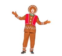 EraSpooky Disfraz de Hombre de Jengibre para Adultos Navidad Traje Festivo con Chaleco Rojo y Pajarita Verde