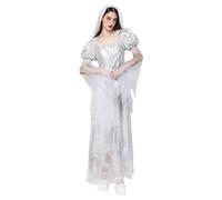 EraSpooky Disfraz de Novia Fantasma para Mujer Vestido Largo con Velo