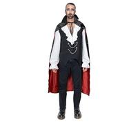 EraSpooky Disfraz de Vampiro Clásico para Hombre con Capa Traje de Conde Drácula para Halloween