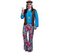 EraSpooky Disfraz hippie de amor y paz para hombre adulto (azul, talla M)