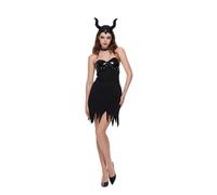 EraSpooky Kit de disfraz de diablo para mujer vestido diabólico gótico Sexy para adulto y tocado vestido de fiesta de Halloween L