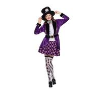 EraSpooky Mujeres adultas Sombronor Hatter Mad Tea Party Purple Halloween Fancy 6 PC Juego con accesorios Size S