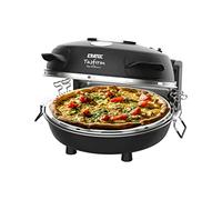 ERATEC - Horno de piedra para pizza SET PM-27. Horno eléctrico para pizzas de interior y exterior. Horno de sobremesa hasta 400°C. Contenido: horno electrico, empujador de pizza, cortador de pizza.