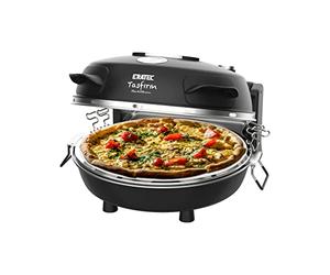 ERATEC - Horno de piedra para pizza SET PM-27. Horno eléctrico para pizzas de interior y exterior. Horno de sobremesa hasta 400°C. Contenido: horno electrico, empujador de pizza, cortador de pizza.