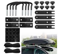 Erato Juego de 4 soportes universales para portaequipajes de techo con pernos en U de alta resistencia abrazaderas 8 tuercas de seguridad y 2 vendas accesorios para portaequipajes de techo para coche
