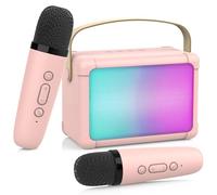 ERAY Micrófono Karaoke Portátil con 2 Micrófonos Inalámbricos Bluetooth para Niños: Sistema con Efectos de Voz, Luces LED y Altavoz - Ideal para Bodas, Fiestas y Cumpleaños
