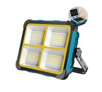 Eraylife Foco LED Recargable 100W, Foco de Trabajo LED Portátil con Doble Panel Solar, Bateria 12000mAh/5 Modos/288 LEDs/IP66, Luz de Trabajo para Camping, Emergencia, Garage
