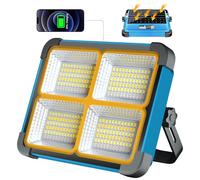 ErayLife Foco LED Recargable 100W, Foco LED Bateria 10000mAh/ 288 LEDs/Panel Solar/ 5 Modos de Luz/Base Magnética/Banco de Energía, Foco de Trabajo Portátil LED para Camping, Trabajo, Pesca