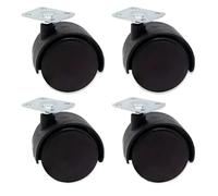 ERBER 4 Ruedas giratorias de plástico de 1,5 Pulgadas de Alta Resistencia con Bloqueo en ángulo Recto - Ruedas giratorias de 360° for Muebles como sillas, mesas y armarios(4PCS with Brake,2 Inches)