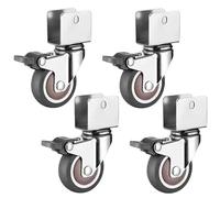 ERBER 4 Ruedas giratorias Tipo U con Freno - Ruedas de Goma Blanda TPE de 1/1,5/2 Pulgadas for Muebles y Camas Infantiles(4 Brake(16mm),1.0 Inch)