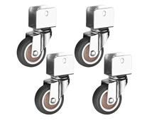 ERBER 4 Ruedas giratorias Tipo U con Freno - Ruedas de Goma Blanda TPE de 1/1,5/2 Pulgadas for Muebles y Camas Infantiles(4 Swivel(18mm),1.0 Inch)