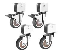 ERBER 4 Ruedas giratorias Tipo U con Freno - Ruedas de Goma Blanda TPE de 1/1,5/2 Pulgadas for Muebles y Camas Infantiles(2swivel 2brake(16mm),1.0 Inch)
