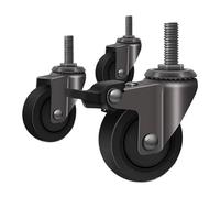 ERBER Juego de 4 Mini Ruedas giratorias for Muebles con Freno de Bloqueo - Ruedas de Goma silenciosas de 1,25 Pulgadas (32 mm) con Rosca M6/M8(D)