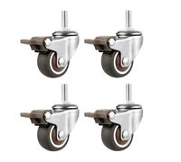 ERBER Juego de 4 Ruedas silenciosas de TPE - Vástago roscado M6/M8/M10, Ruedas for Muebles de 1 a 3 Pulgadas con protección for el Suelo(with Brake,1 Inch)