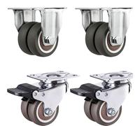 ERBER Ruedas giratorias de Alta Resistencia con Freno - Ruedas de Goma de 1,5/2 Pulgadas for Muebles y Uso Industrial (Juego de 4 Unidades)(2 Fixed 2 Brake,2 Inch)