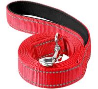 Erbine Correa de perro de 4 pies para perros pequeños y medianos | Nylon reflectante de una cara | Mango acolchado | 3/4 pulgadas de ancho | Rojo