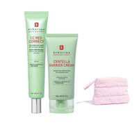 ERBORIAN | CC Red Correct 40ml + Centella Barrier Cream 50ml + Neceser de regalo | Rutina anti-rojeces | Piel sensible | Hidrata, calma y corrige el tono