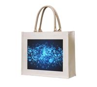 ERCgad Bolsa de mano unisex con estampado de notas musicales azules, grande, reutilizable, ligera, para compras, viajes, oficina, trabajo, fin de semana