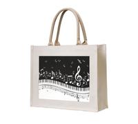 ERCgad Bolsa de mano unisex con estampado de notas musicales, tamaño grande, reutilizable, ligera, para compras, viajes, oficina, trabajo, fin de semana