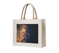 ERCgad Bolsa de mano unisex con nota musical dorada con estampado de estrellas brillantes, grande, reutilizable, ligera, compras, viajes, oficina, trabajo, fin de semana