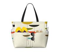 ERCgad Bolsa ligera de viaje de playa de gran capacidad con estampado moderno de mediados de siglo para mujeres y hombres