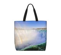 ERCgad Bolso de mano de gran capacidad con estampado de cascada y arco iris para mujer, bolsa de hombro diaria para compras, viajes, trabajo
