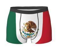 ERCgad Calzoncillos tipo bóxer con estampado de bandera de México para hombre, ropa interior, gimnasio, correr, viajes, actividades deportivas diarias, Negro, L-3XL