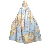 ERCgad Capa con capucha para adultos, diseño de mapas del mundo, disfraz con temática de carnaval, para bailes de máscaras, cosplay, bata ligera