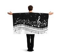 ERCgad Capa de bandera patriótica con estampado de notas musicales en blanco y negro para adultos, accesorio para eventos deportivos festivos