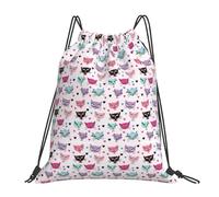 ERCgad Carttoon - Mochila portátil reutilizable con estampado de gato para mujeres y hombres, ligera, plegable, con cordón ajustable
