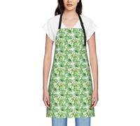 ERCgad Delantal con palmeras tropicales y hojas de plátano para mujer, impermeable, reutilizable, para cocinar, hornear, jardinería, cómodo