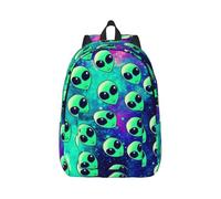 ERCgad Green Aliens Print - Mochila unisex ligera con doble bolsa de hombro para viajes, uso al aire libre, compras diarias, Black, M, Casual