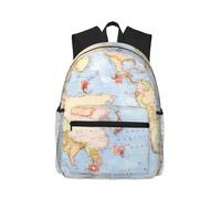 ERCgad Mochila de hombro doble unisex con estampado de mapas del mundo, mochila casual, para viajes, senderismo, oficina, viajes