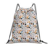 ERCgad Mochila de viaje con estampado de gato y perro de dibujos animados, ligera, plegable, con cordón, reutilizable, portátil