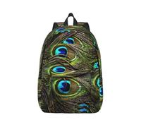 ERCgad Mochila unisex ligera con estampado de pavo real, doble bolsa de hombro, viajes, uso al aire libre, compras, diario, Black, S, Casual