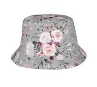 ERCgad Sombrero de pescador unisex con estampado de flores y plantas, de ala ancha, transpirable, para aventuras al aire libre, Negro, Talla única