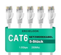 Ercielook Cable de red LAN de 2 metros, 5 unidades, CAT6 de alta velocidad con clips de cable, alargador de cable para PS5/4, router, módem, TV, conmutador, ordenador portátil