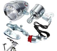 Ercoiong Dynamo Bike Light Juego de 12V 6W Modificación retrovisora Retro Water Lights Motorized Bike Lights Delantera y Posterior para Conducir Nocturno, Silver Dynamo Light