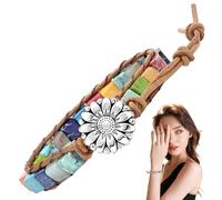 Ercoiong Pulseras de Chakra, Pulseras Boho Tejidas con decoración de Piedra y Flores, Mujeres, Hombres, Regalos de niñas con Cuentas para Mujeres