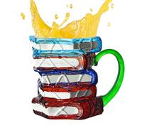 Erconsso Taza Libro, Taza De Pintada Con Diseño De Biblioteca Para Café, Detalles Literarios Coloridos Para Lector Escritor Amante Literario Familia Amigos Momentos Diarios