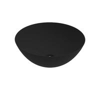 ERCOS Lavabo de Encimera Cerámico Circular, Lavabo de Baño Color Negro Mate, sin Rebosadero, Dimensiones 416x155 mm