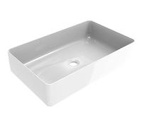 ERCOS Lavabo Rectangular Cerámico Encimera, Lavabo de Baño Color Blanco Brillante, Sin Rebosadero, Dimensiones 580x360 mm