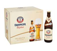 Erdinger Weissbier - Cerveza de trigo, Pack de 12 botellas de 50cl, Aromas especiados de malta con un suave amargor lupulado, 5,3% de alcohol