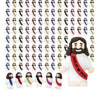 Erdizhu 100 figuras de Jesús pequeño de Pascua mini figuras de Jesús a granel, figuras religiosas de Jesús que te ama, regalo de huevos de Pascua, 8 colores de Jesús pequeño (colores brillantes)