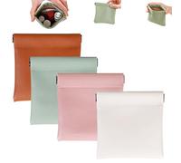 Erebloom Leather Pouch, Erebloom Pouchic - Personalized Snap Closure Leather Organizer Pouch, Snap Closure Leathers Organizer Pouchs, Mini Portable Makeup Cosmetic Bag (B Mix*4)