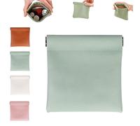 Erebloom Leather Pouch, Erebloom Pouchic - Personalized Snap Closure Leather Organizer Pouch, Snap Closure Leathers Organizer Pouchs, Mini Portable Makeup Cosmetic Bag (B-Green)