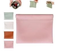 Erebloom Leather Pouch, Erebloom Pouchic - Personalized Snap Closure Leather Organizer Pouch, Snap Closure Leathers Organizer Pouchs, Mini Portable Makeup Cosmetic Bag (C-Pink)