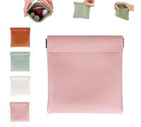 Erebloom Leather Pouch, Erebloom Pouchic - Personalized Snap Closure Leather Organizer Pouch, Snap Closure Leathers Organizer Pouchs, Mini Portable Makeup Cosmetic Bag (B-Pink)