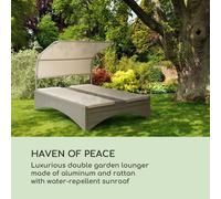 Eremitage Double Lounger tumbona 2 personas aluminio/ ratán Gris topo